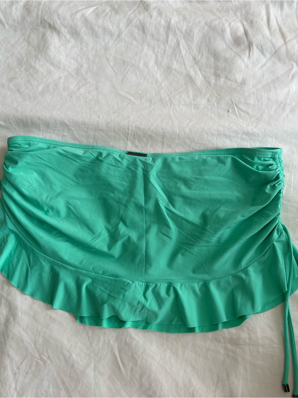 Strapless Ruffle Swim Cover-Up Skirt in Mint Green